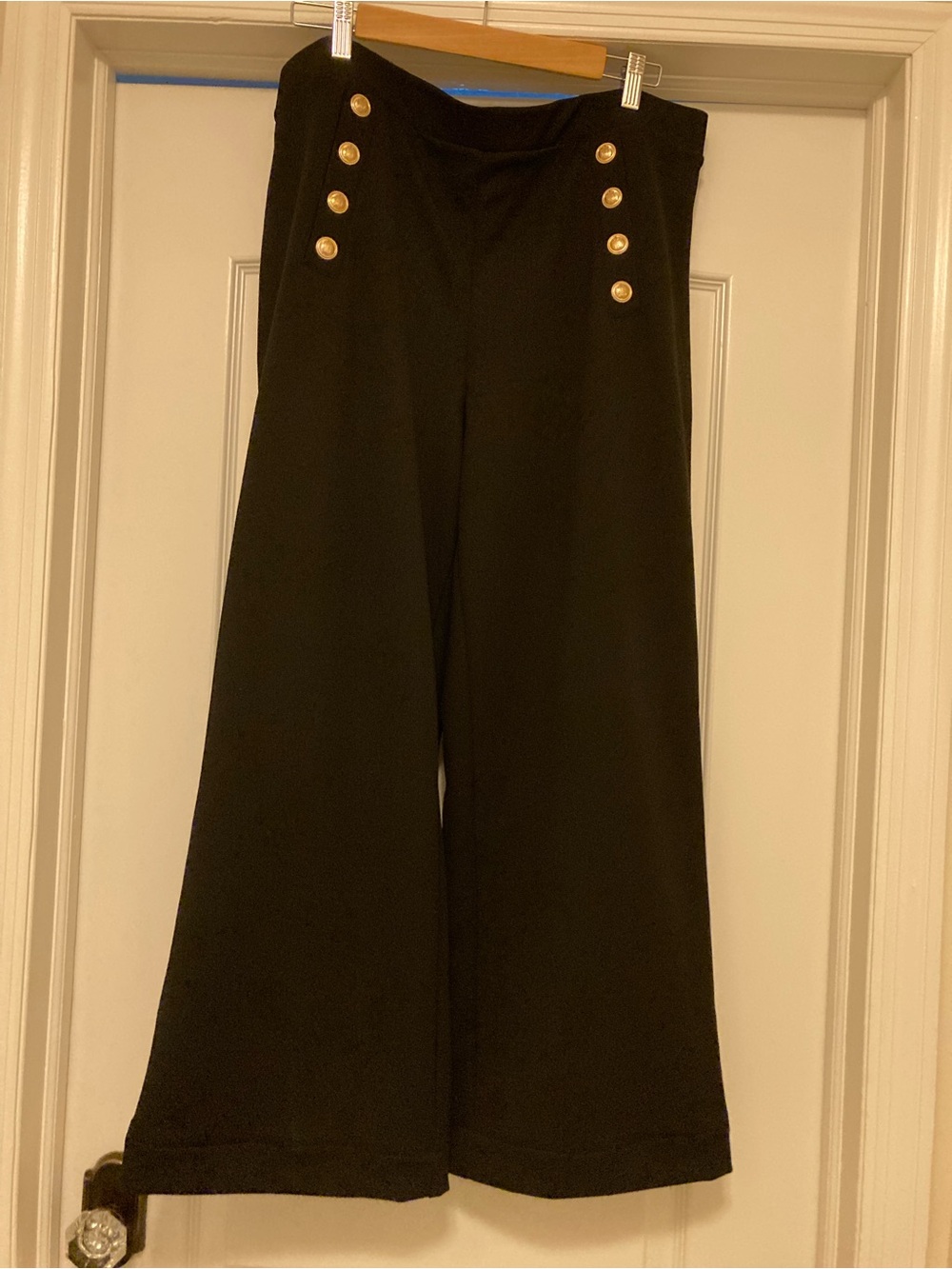 H&M Black Pants with Gold-Tone Accent sailor style.